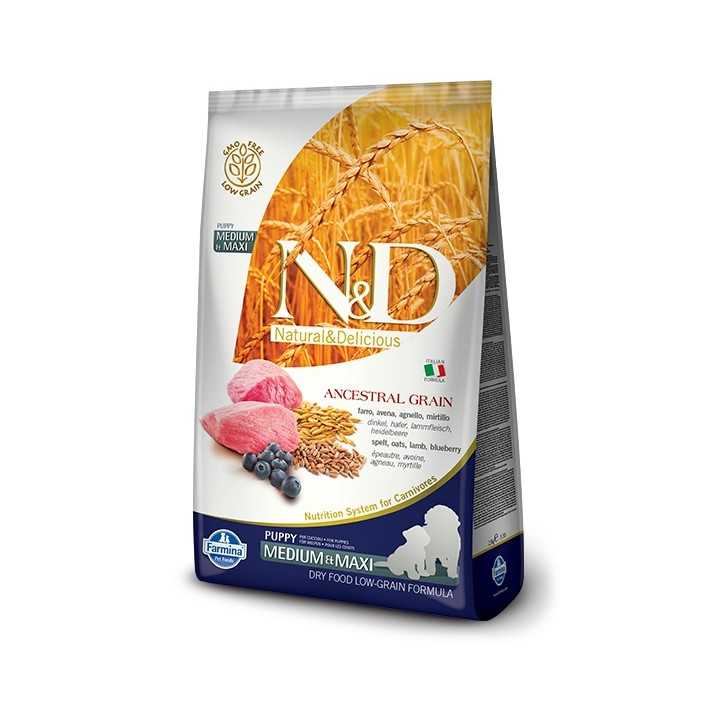 N&D Dog Ancestral Grain Puppy Medium/Maxi Agnello & Mirtillo 12 Kg.
