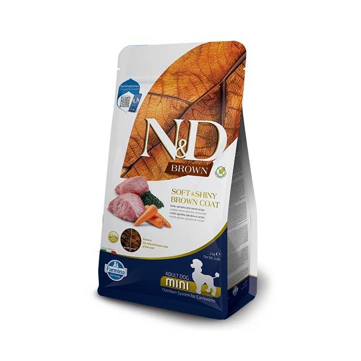 N&D Dog Brown Adult Mini Agnello, Spirulina & Carote 2 Kg.