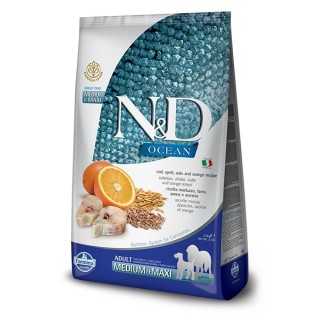N&D Dog Ocean Ancestral Grain Adult Medium/Maxi Merluzzo & Arancia 2,5 Kg.