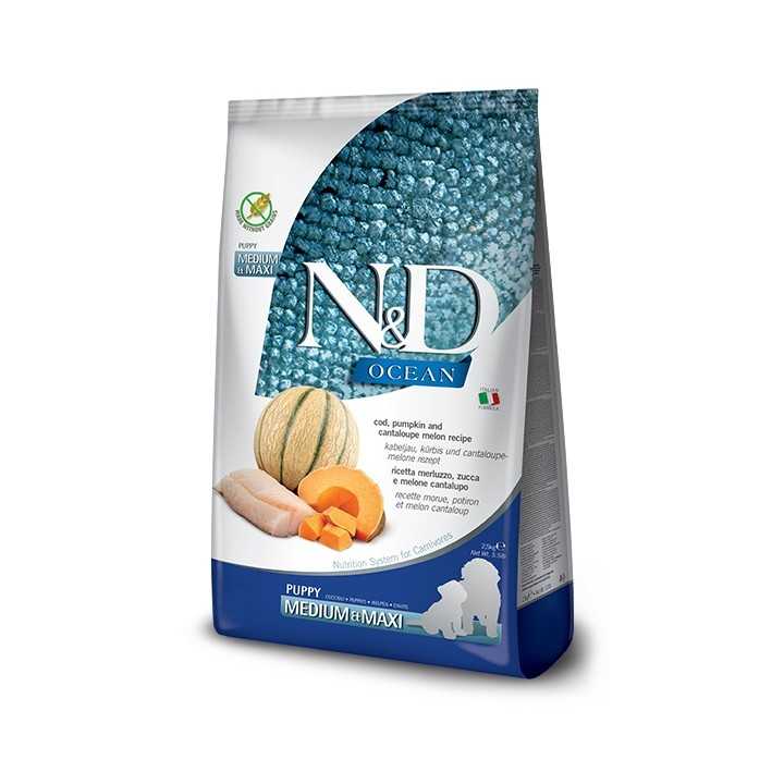 N&D Dog Ocean Puppy Medium/Maxi Merluzzo, Zucca & Melone 12 Kg.