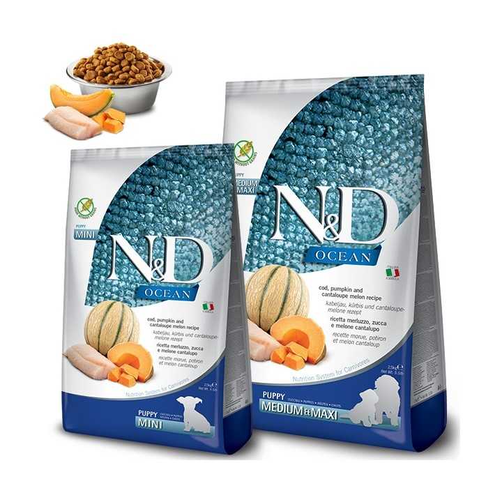 N&D Dog Ocean Puppy Mini Merluzzo, Zucca & Melone 800 Gr.
