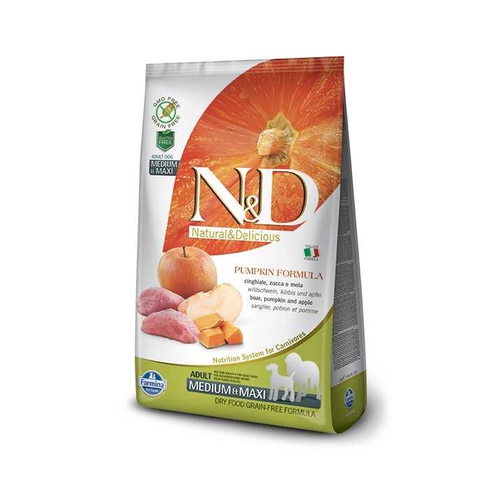 N&D Dog Pumpkin Adult Medium/Maxi Cinghiale, Zucca & Mela 2,5 Kg.