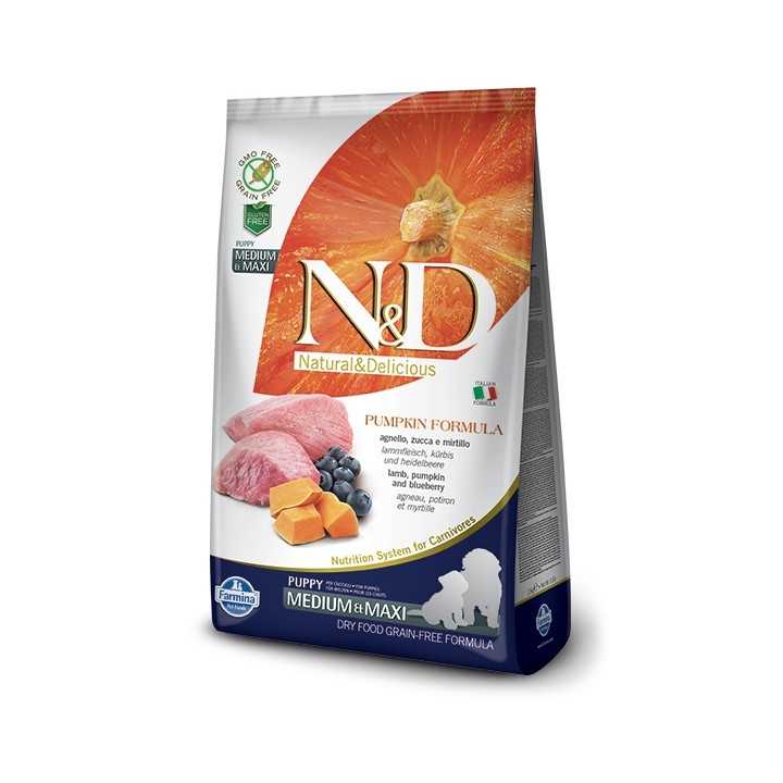 N&D Dog Pumpkin Puppy Medium/Maxi Agnello Zucca & Mirtillo 12 Kg.