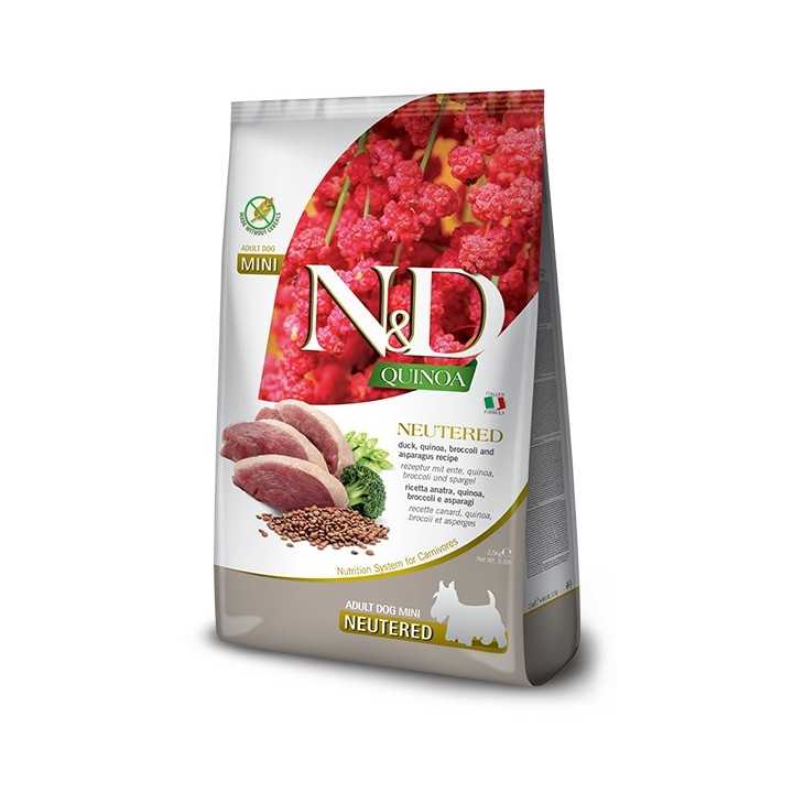 N&D Dog Quinoa Neutered Mini Anatra, Broccoli & Asparagi 800 Gr.