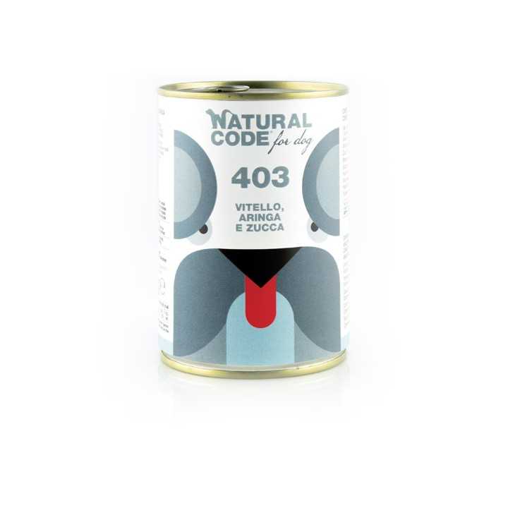 Natural Code Dog 403 Vitello, Aringa & Zucca 400 Gr.