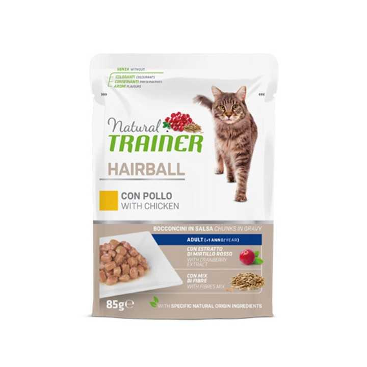Natural Trainer Cat Adult Hairball Pollo 85 Gr.