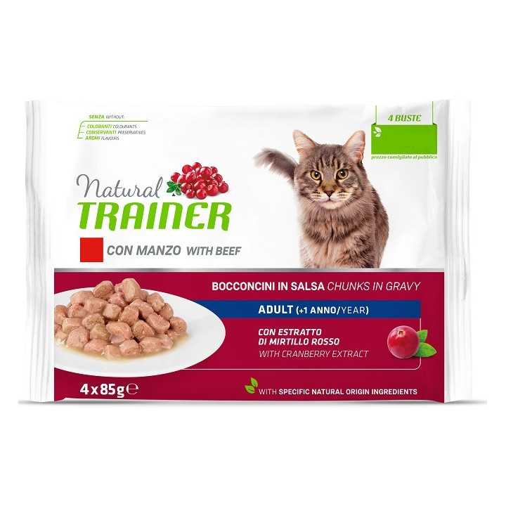 Natural Trainer Cat Adult Manzo Multipack 4 X 85 Gr.