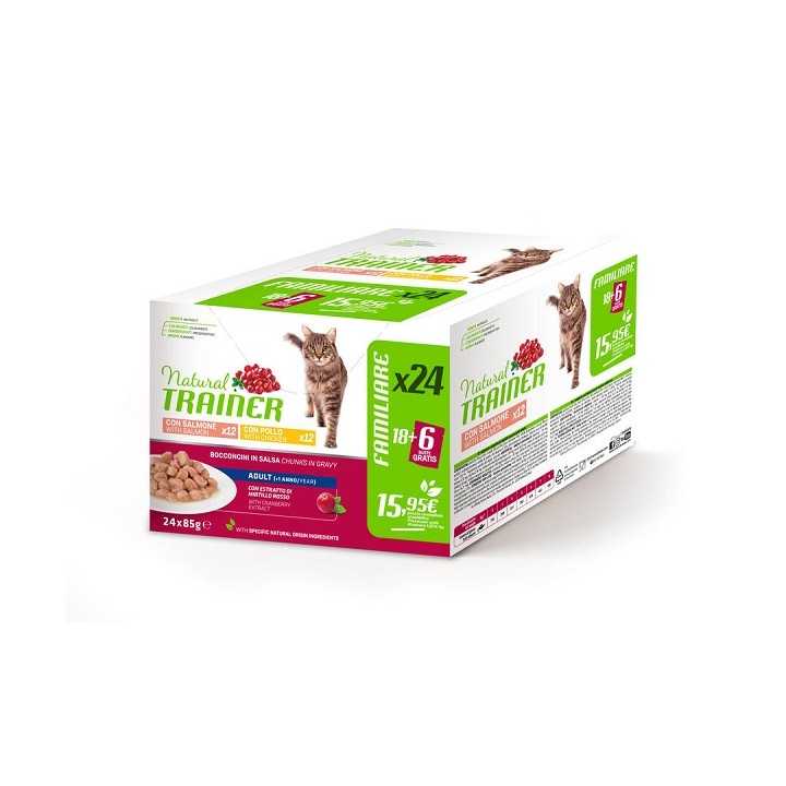 Natural Trainer Cat Adult Salmone/Pollo Multipack 24 X 85 Gr.