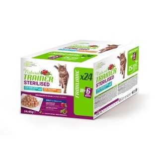 Natural Trainer Cat Adult Sterilised Merluzzo/Tacchino Multipack 24 X 85 Gr.
