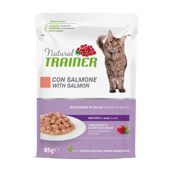 Natural Trainer Cat Mature Bocconcini In Salsa Con Salmone 85 Gr.