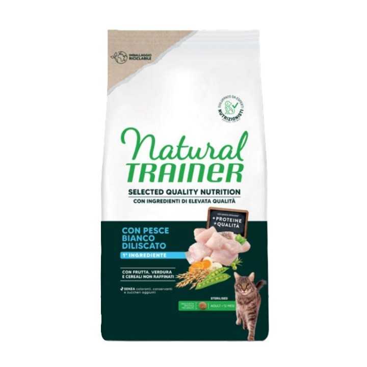 Natural Trainer Cat Selected Quality Nutrition Adult Sterilised Pesce Bianco 1,25 Kg.