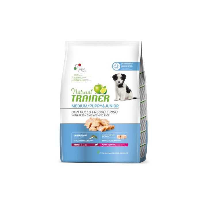 Natural Trainer Medium Puppy & Junior Pollo Fresco 12 Kg.
