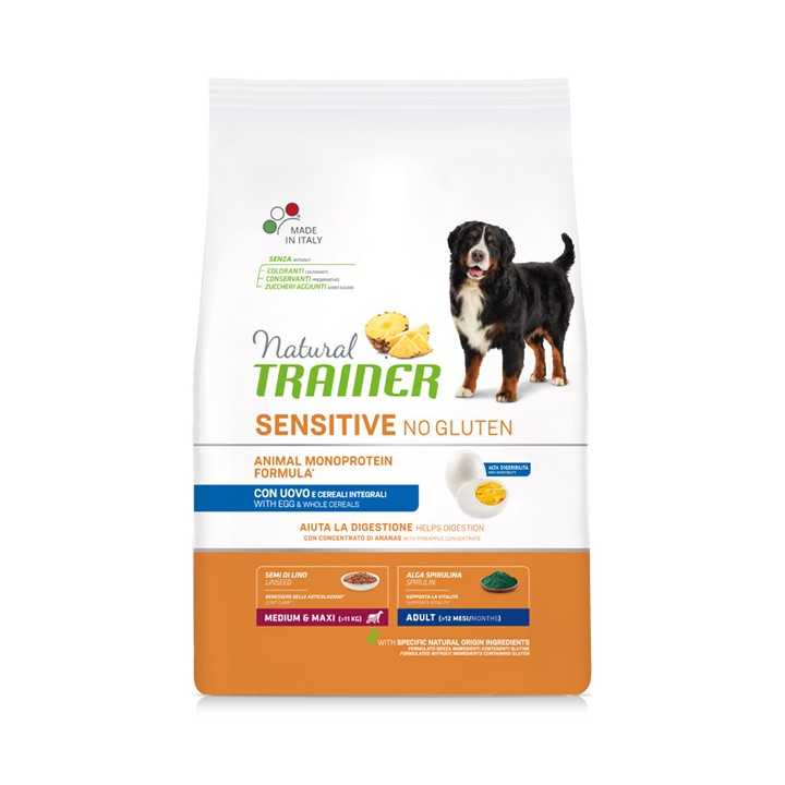 Natural Trainer Sensitive Adult Medium/Maxi Uovo & Cereali Integrali 12 Kg.