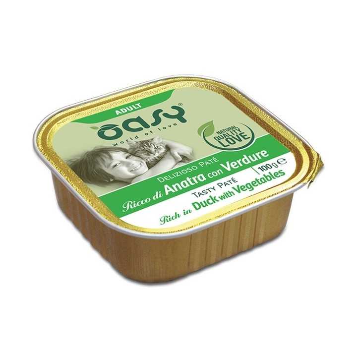 Oasy Cat Adult Delizioso Pate' Ricco Di Anatra & Verdure 100 Gr.