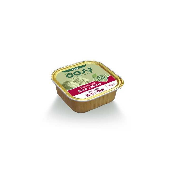 Oasy Cat Adult Delizioso Pate' Ricco Di Manzo 100 Gr.