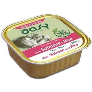 Oasy Cat Adult Sterilized Delizioso Pate' Ricco Di Salmone & Riso 100 Gr.