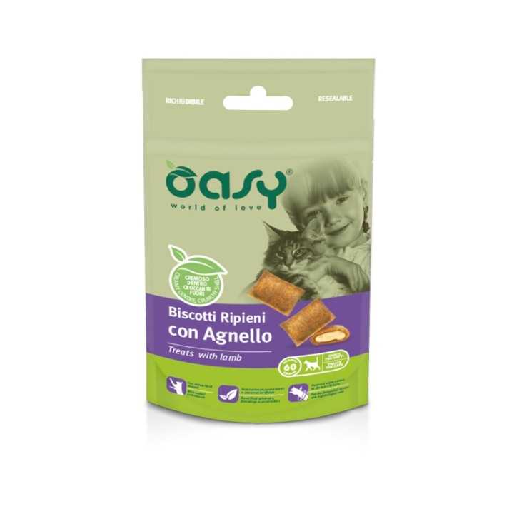 Oasy Cat Biscotti Ripieni Con Agnello 60 Gr.
