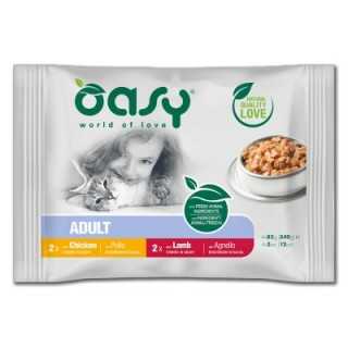 Oasy Cat Bocconcini In Salsa Adult Multipack Pollo & Agnello (4 X 85 Gr.)
