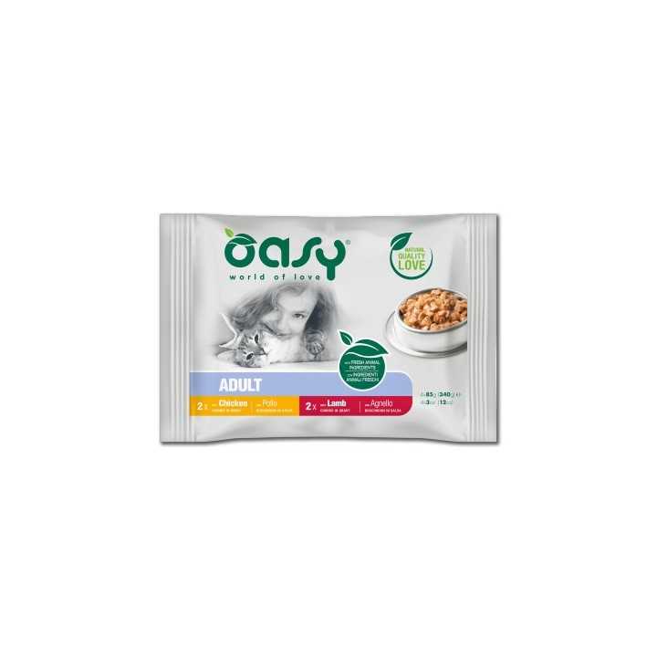 Oasy Cat Bocconcini In Salsa Adult Multipack Pollo & Agnello (4 X 85 Gr.)