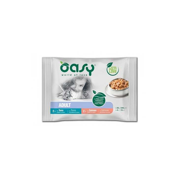 Oasy Cat Bocconcini In Salsa Adult Multipack Tonno & Salmone (4 X 85 Gr.)