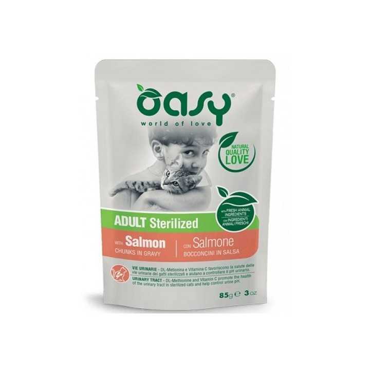 Oasy Cat Bocconcini In Salsa Adult Sterilized Salmone 85 Gr.