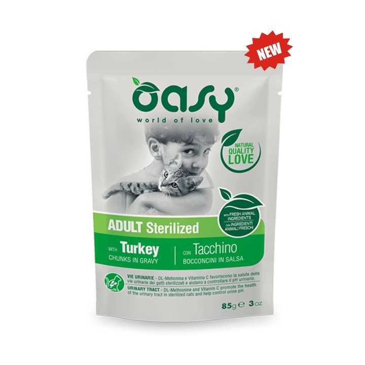Oasy Cat Bocconcini In Salsa Adult Sterilized Tacchino 85 Gr.
