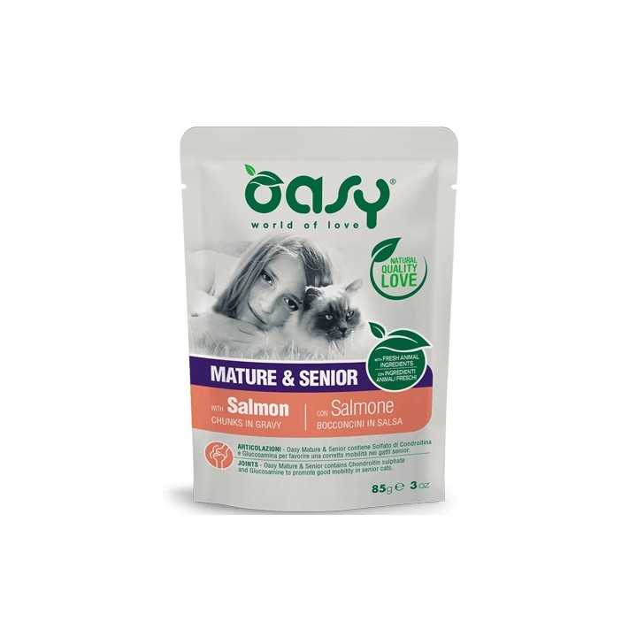 Oasy Cat Bocconcini In Salsa Mature & Senior Salmone 85 Gr.