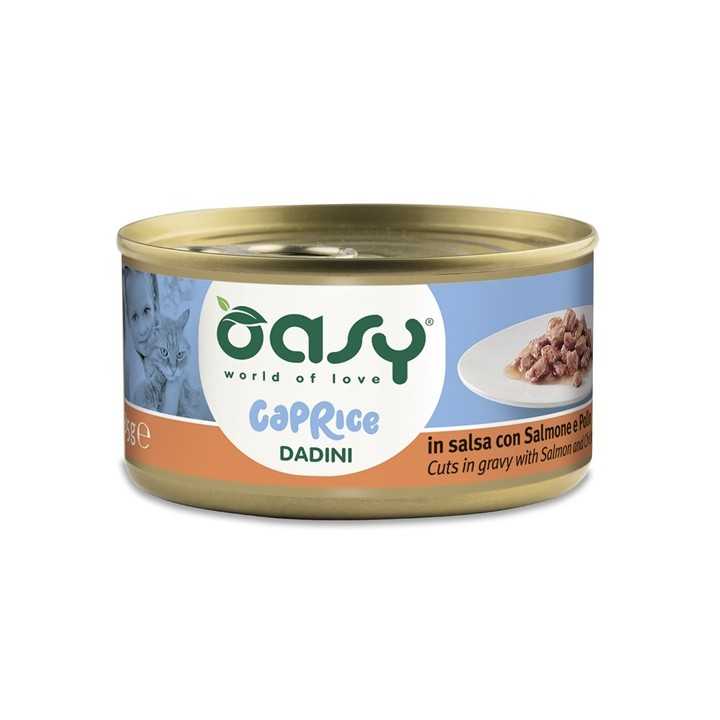 Oasy Cat Caprice Dadini In Salsa Con Salmone & Pollo 85 Gr.