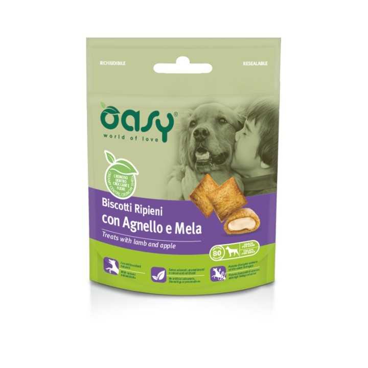 Oasy Dog Biscotti Ripieni Con Agnello & Mela 80 Gr.