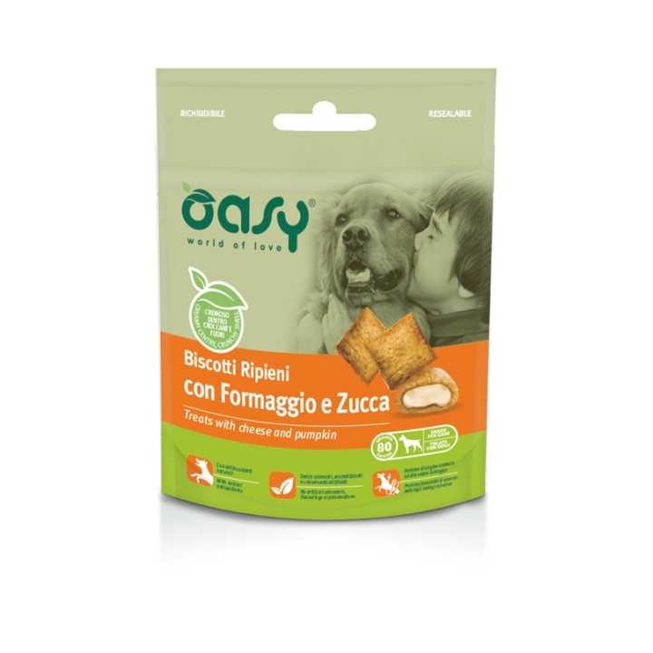 Oasy Dog Biscotti Ripieni Con Formaggio & Zucca 80 Gr.