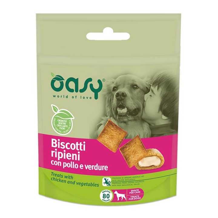 Oasy Dog Biscotti Ripieni Con Pollo E Verdure 80 Gr.