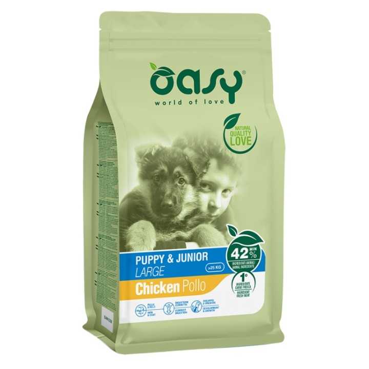 Oasy Dog Puppy & Junior Large Pollo 12 Kg.