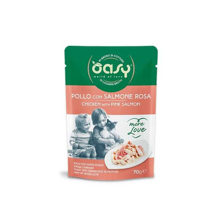 Oasy More Love Brodo Di Cottura Pollo & Salmone Rosa 70 Gr.