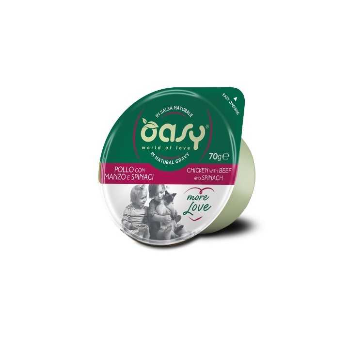 Oasy More Love Salsa Naturale Pollo, Manzo & Spinaci 70 Gr.