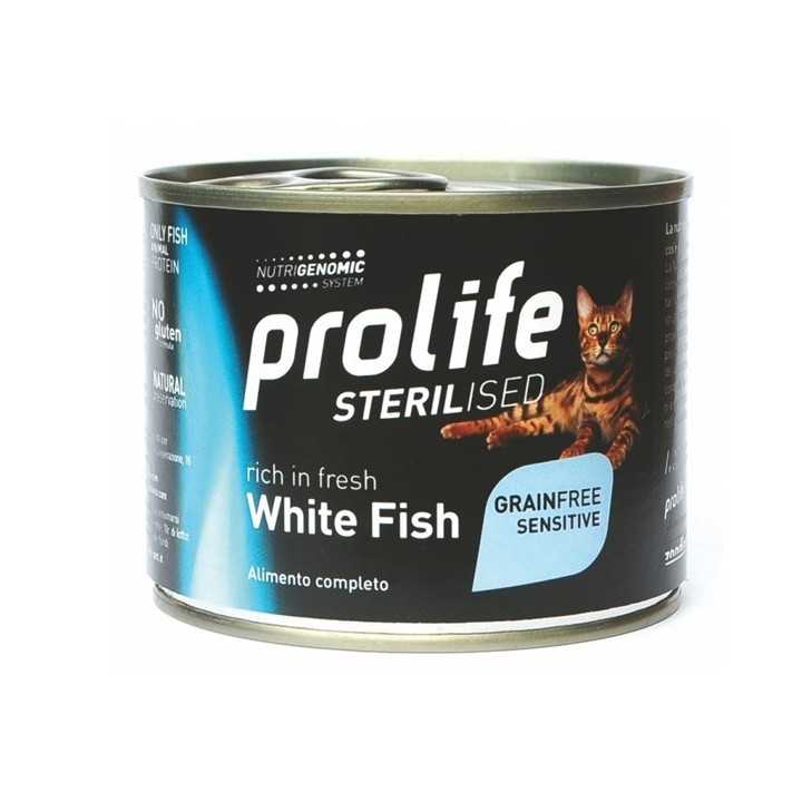 Prolife Cat Sterilised Grain Free Sensitive Pesce Bianco 200 Gr.