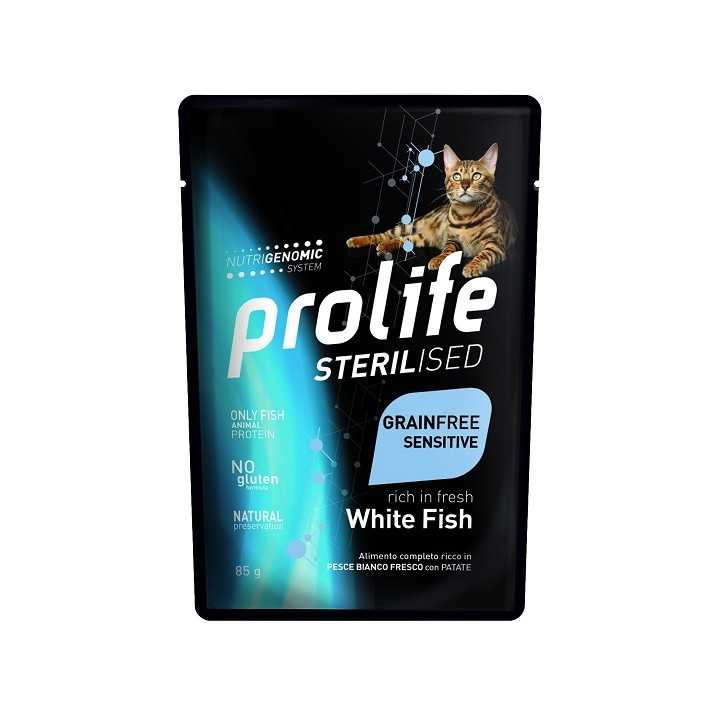 Prolife Cat Sterilised Grain Free Sensitive Pesce Bianco 85 Gr.