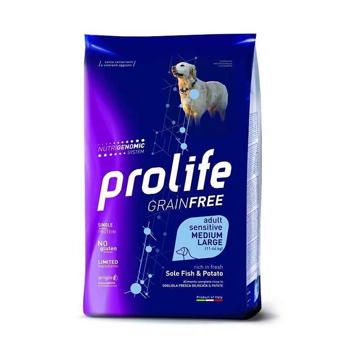 Prolife Dog Adult Sensitive Grain Free Medium/Large Sogliola & Patate 10 Kg.