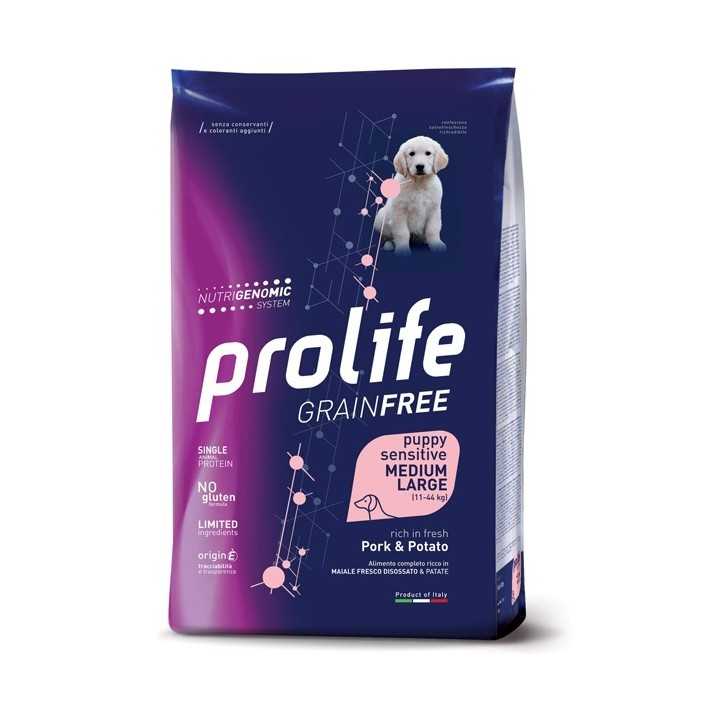 Prolife Dog Puppy Grain Free Medium/Large Maiale & Patate 10 Kg.