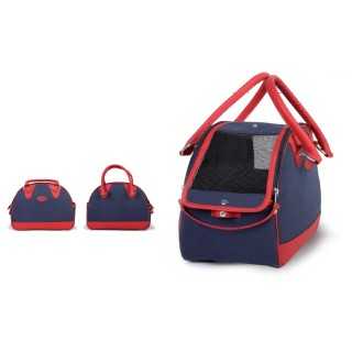 Record Borsa Trasportino France (33 X 17 X 27 Cm.) Blu/Rossa