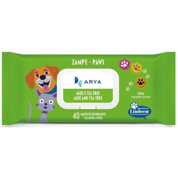 Arya Salviette Detergenti Zampe Aloe & Tea Tree 40 Pz.