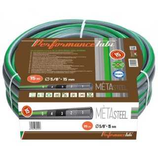 Tubo da Giardino Irrigazione Pvc 15 Mt (Diam. 5/8"-15mm) 5 Strati con Doppio Rinforzo Trecciato Antitorsione Metasteel Almaplast