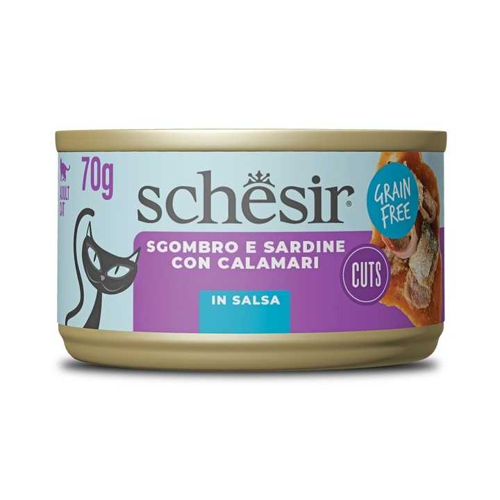 Schesir Cat Sgombro & Sardine Con Calamari In Salsa 70 Gr.