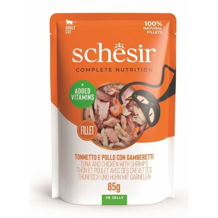 Schesir Complete Nutrition Busta Adult Tonnetto, Pollo & Gamberetti In Jelly 85 Gr.