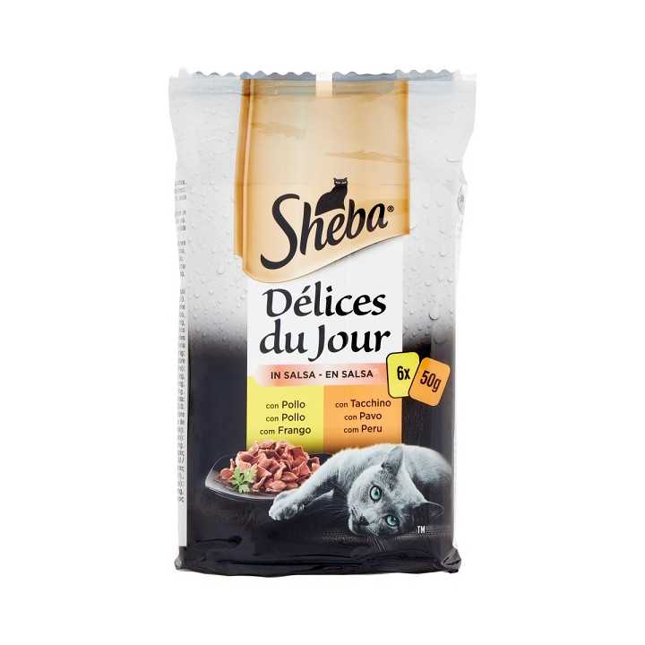 Sheba Dèlices Du Jour Pollo & Tacchino In Salsa 6 X 50 Gr.