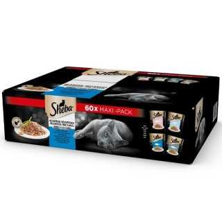 Sheba Selezione Delicata In Gelatina Mini Fiocchi Del Mare Maxi Pack 60 X 85 Gr.