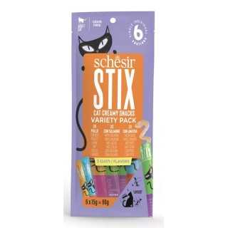 Shesir Stix Cat Creamy Snack  Variety Pack (6 X 15 Gr.)