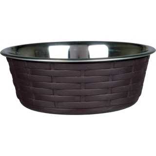 Trixie Ciotola In Acciaio Inox Con Polyrattan 0,4 Lt. / Diam. 14 Cm.