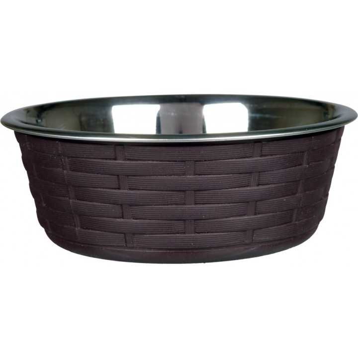 Trixie Ciotola In Acciaio Inox Con Polyrattan 0,4 Lt. / Diam. 14 Cm.