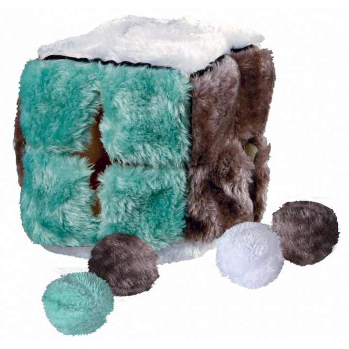Trixie Cubo Con 4 Palline In Peluche 14 X 14 X 14 Cm.
