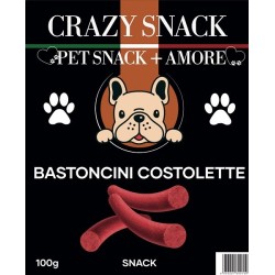 Crazy Snack Dog Bastoncini Costolette 100 Gr. (Pet Snack + Amore)